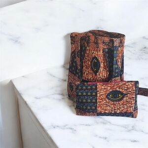 Colorful Patterned Bag and Pouch Set